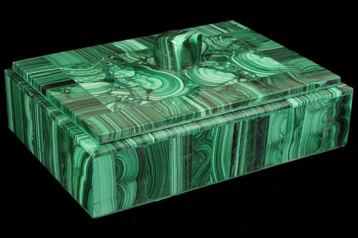 Wide Malachite Jewelry Box - Beautiful! #78066